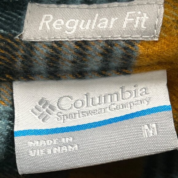 Columbia Mens Yellow Blue Plaid Cotton Button-Up Flannel Shirt Regular Fit M - Picture 6 of 8